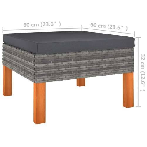 3-dijelna vrtna garnitura od poliratana i drva eukaliptusa - Siva 1 Srednja sofa + kutna sofa + naslon za noge Cijena