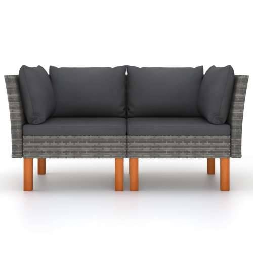 Kutne sofe 2 kom od poliratana i masivnog drva eukaliptusa - Siva 1 Kutna sofa (lijevi naslon za ruku) + kutna sofa (desni naslo Cijena