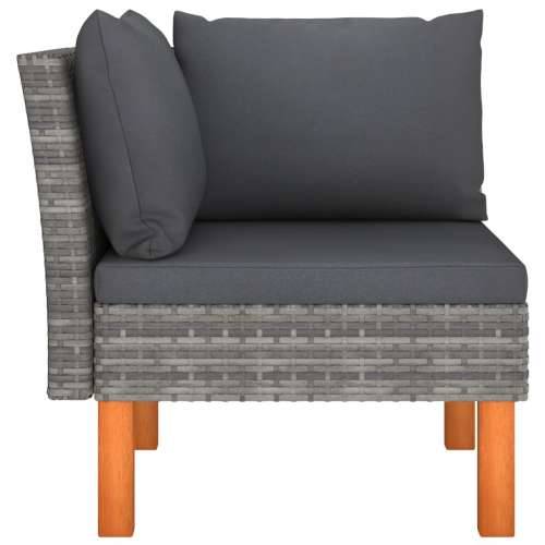 Kutne sofe 2 kom od poliratana i masivnog drva eukaliptusa - Siva 1 Kutna sofa (lijevi naslon za ruku) + kutna sofa (desni naslo Cijena