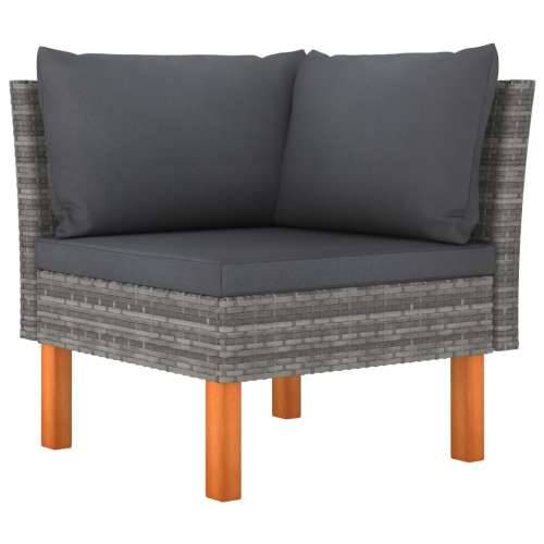 3-dijelna vrtna garnitura od poliratana i drva eukaliptusa - Siva 1 Kutna sofa + tabure (2 kom) Cijena