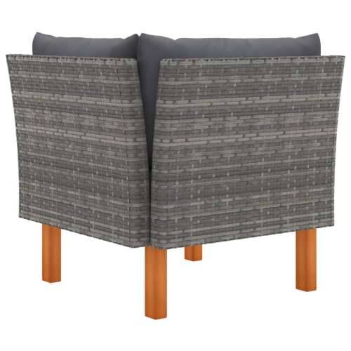3-dijelna vrtna garnitura od poliratana i drva eukaliptusa - Siva 1 Kutna sofa + tabure (2 kom) Cijena