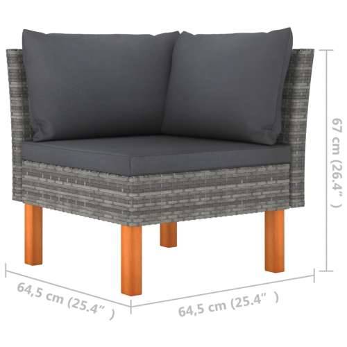 3-dijelna vrtna garnitura od poliratana i drva eukaliptusa - Siva 1 Kutna sofa + tabure (2 kom) Cijena
