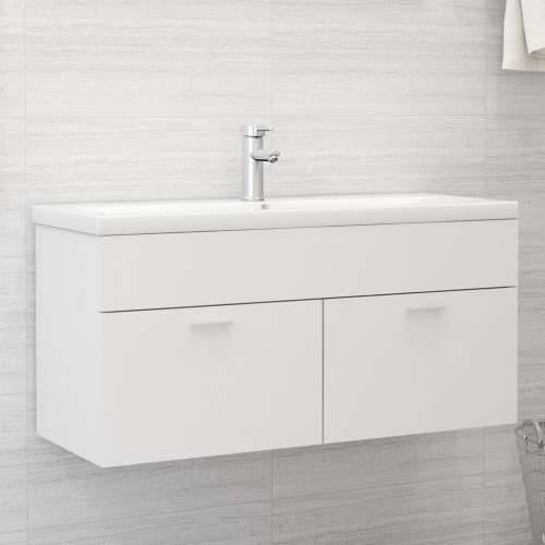 Ormarić s ugrađenim Lavabo - Umivaonikom bijeli od iverice - Bijela 100 x 38.5 x 46 cm 1 Sa slavinom Cijena