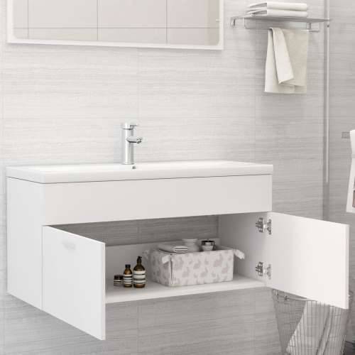 Ormarić s ugrađenim Lavabo - Umivaonikom bijeli od iverice - Bijela 100 x 38.5 x 46 cm 1 Sa slavinom Cijena