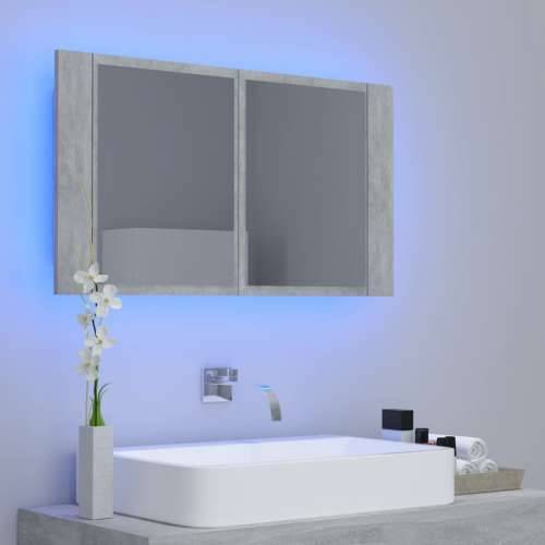LED kupaonski ormarić s ogledalom siva boja betona akrilni Cijena