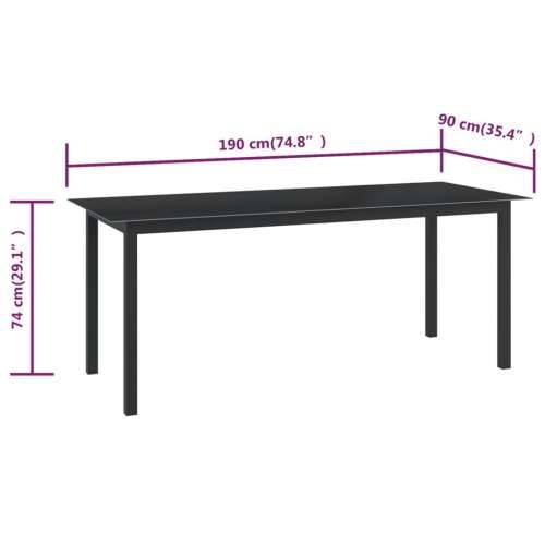 Vrtni stol crni 190 x 90 x 74 cm od aluminija i stakla Cijena