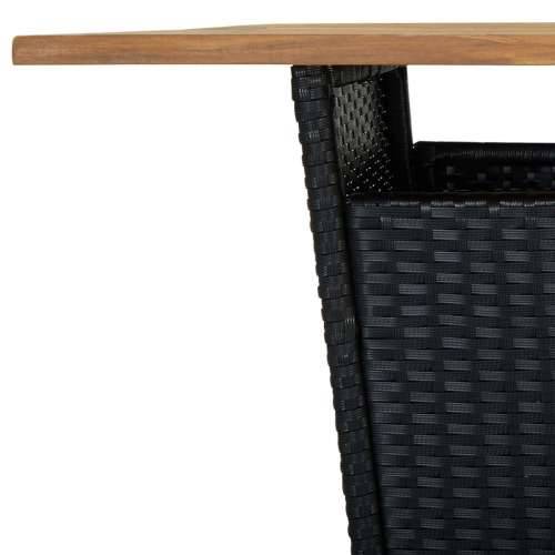 5-dijelni vrtni barski set od poliratana s jastucima crni - Crna Dužina stola 80 cm 4 Cijena