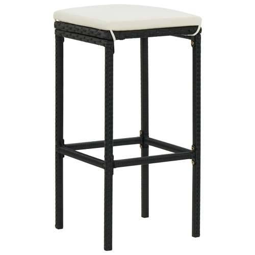 5-dijelni vrtni barski set od poliratana s jastucima crni - Crna Dužina stola 80 cm 4 Cijena