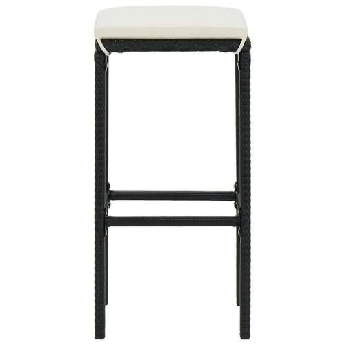5-dijelni vrtni barski set od poliratana s jastucima crni - Crna Dužina stola 80 cm 4 Cijena