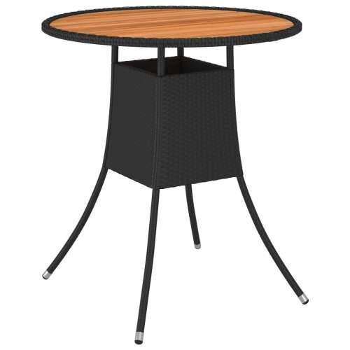 Vrtni blagovaonski stol crni Ø 70 cm poliratan i bagremovo drvo
