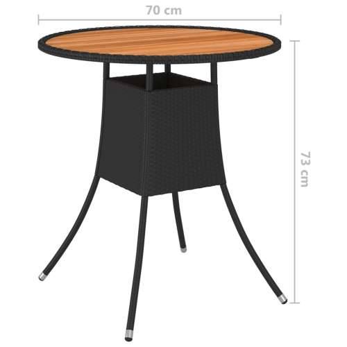 Vrtni blagovaonski stol crni Ø 70 cm poliratan i bagremovo drvo Cijena