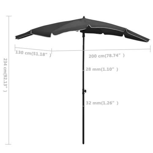 Vrtni suncobran sa stupom 200 x 130 cm antracit - Antracit 1 Cijena