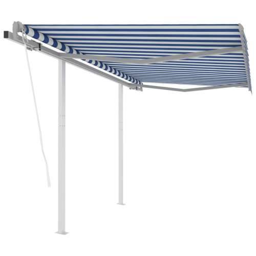 Automatska tenda na uvlačenje sa stupovima 3x2,5 m plavo-bijela