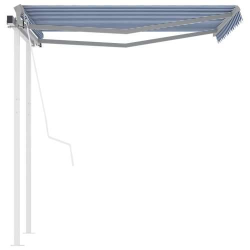 Automatska tenda na uvlačenje sa stupovima 3x2,5 m plavo-bijela Cijena