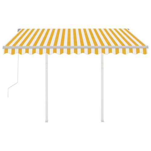 Automatska tenda na uvlačenje sa stupovima 3x2,5 m žuto-bijela Cijena