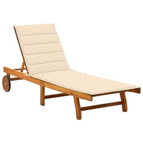Vrtna ležaljka za sunčanje s jastukom masivno bagremovo drvo - Krema 200 x 63 x 85 cm 1 Cijena