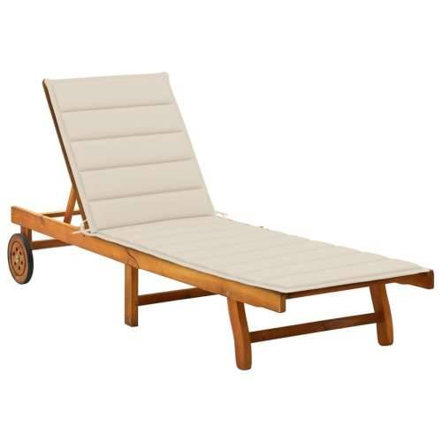 Vrtna ležaljka za sunčanje s jastukom masivno bagremovo drvo - Bež 200 x 63 x 85 cm 1 Cijena