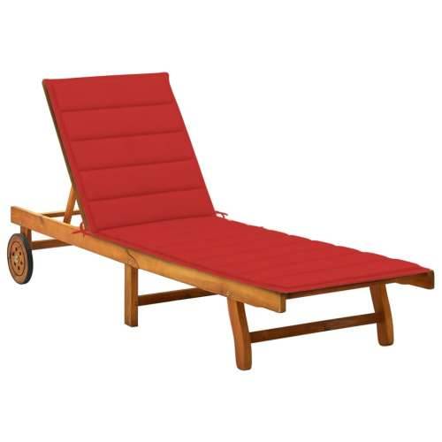 Vrtna ležaljka za sunčanje s jastukom masivno bagremovo drvo - Crvena 200 x 63 x 85 cm 1 Cijena
