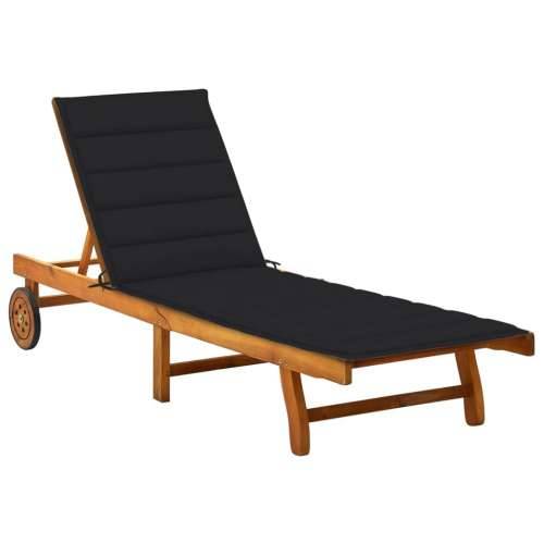 Vrtna ležaljka za sunčanje s jastukom masivno bagremovo drvo - Crna 200 x 63 x 85 cm 1 Cijena