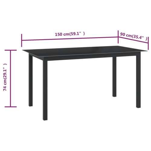 Vrtni stol crni 150 x 90 x 74 cm od aluminija i stakla Cijena