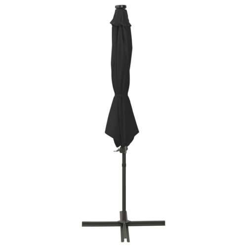 Konzolni vrtni suncobran sa stupom i LED svjetlima 300 cm crni - Crna 1 Cijena