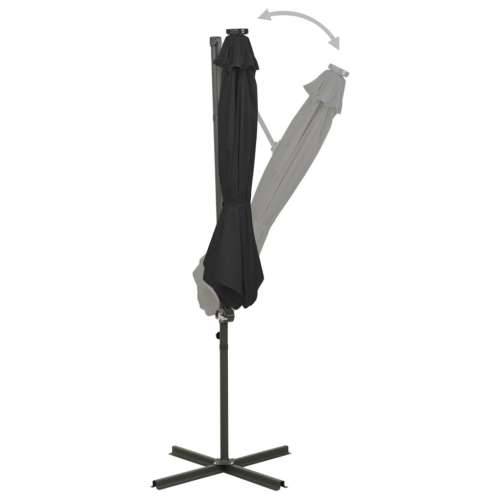 Konzolni vrtni suncobran sa stupom i LED svjetlima 300 cm crni - Crna 1 Cijena