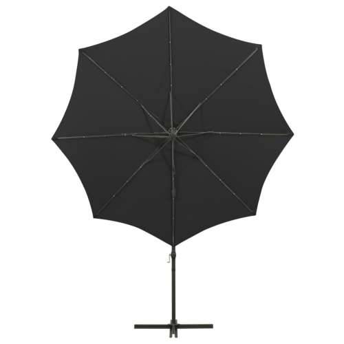 Konzolni vrtni suncobran sa stupom i LED svjetlima 300 cm crni - Crna 1 Cijena