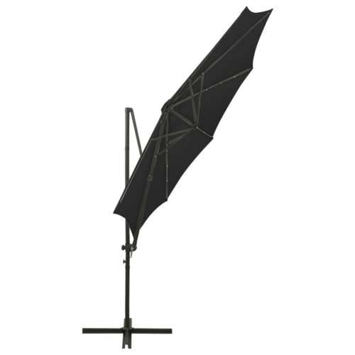 Konzolni vrtni suncobran sa stupom i LED svjetlima 300 cm crni - Crna 1 Cijena