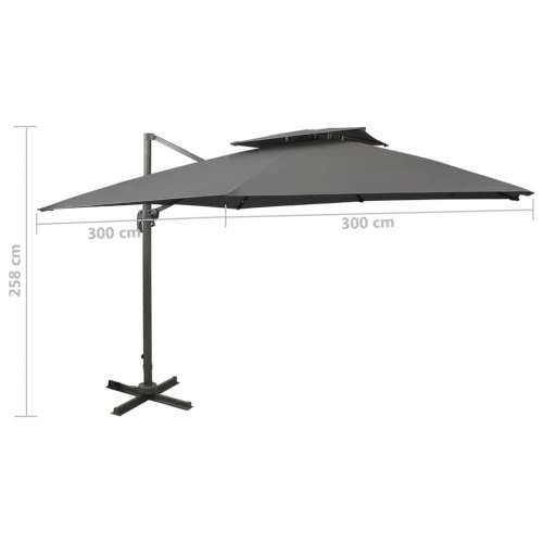 Konzolni vrtni suncobran s dvostrukim vrhom 300x300 cm antracit - Antracit 300 x 300 cm 1 Cijena