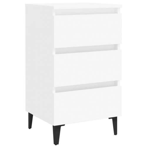 Noćni ormarić s metalnim nogama bijeli 40 x 35 x 69 cm - Bijela 1 Cijena