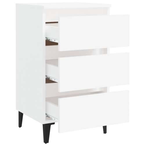 Noćni ormarić s metalnim nogama bijeli 40 x 35 x 69 cm - Bijela 1 Cijena