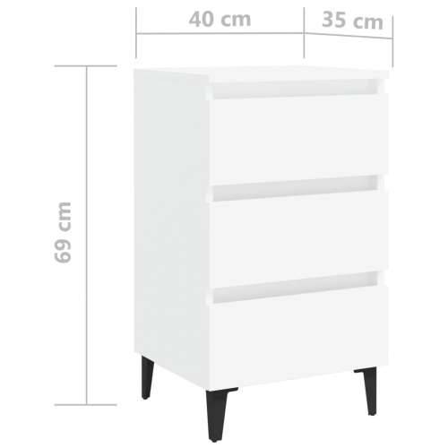 Noćni ormarić s metalnim nogama bijeli 40 x 35 x 69 cm - Bijela 1 Cijena