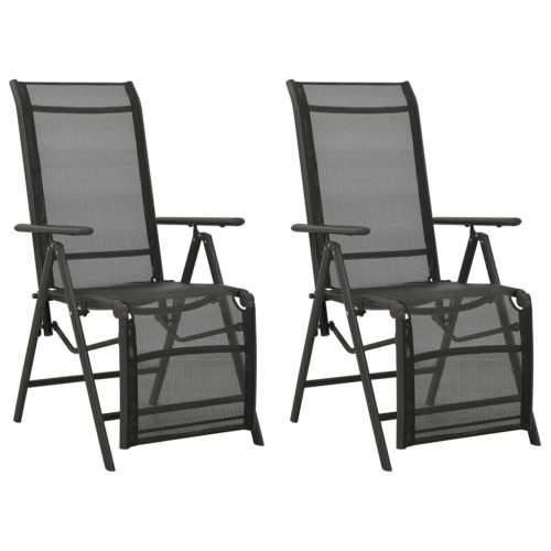 Nagibne vrtne stolice 2 kom od tekstilena i aluminija crne Cijena