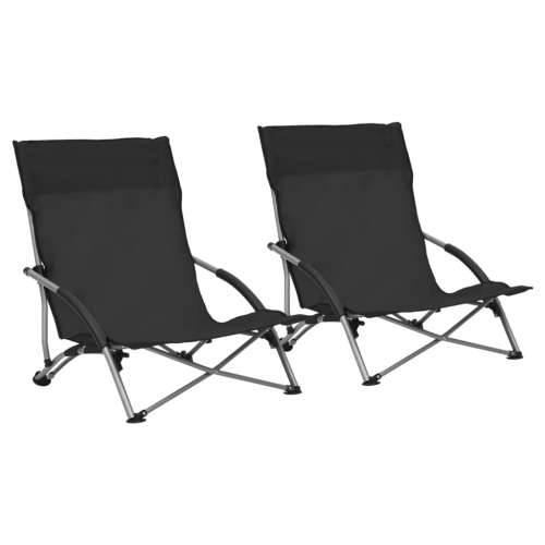 Sklopive stolice za plažu od tkanine 2 kom crne Cijena