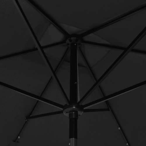 Vrtni suncobran s LED svjetlima i čeličnim stupom 2 x 3 m crni - Crna 1 Cijena