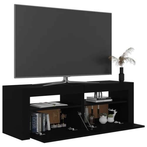 TV ormarić s LED svjetlima crni 120 x 35 x 40 cm - Crna 1 Cijena