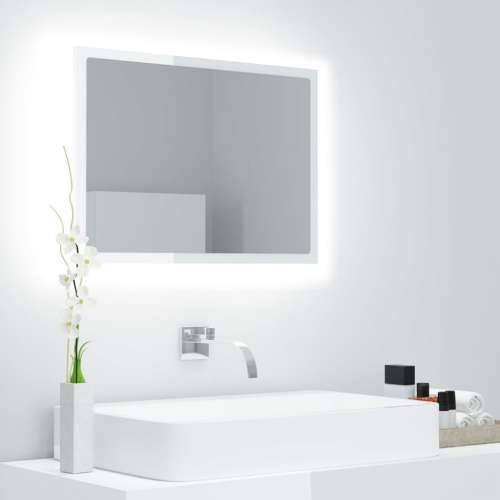 LED kupaonsko ogledalo visoki sjaj bijelo 60x8,5x37 cm akrilno