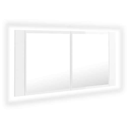 LED kupaonski ormarić s ogledalom sjajni bijeli 90x12x45 cm Cijena