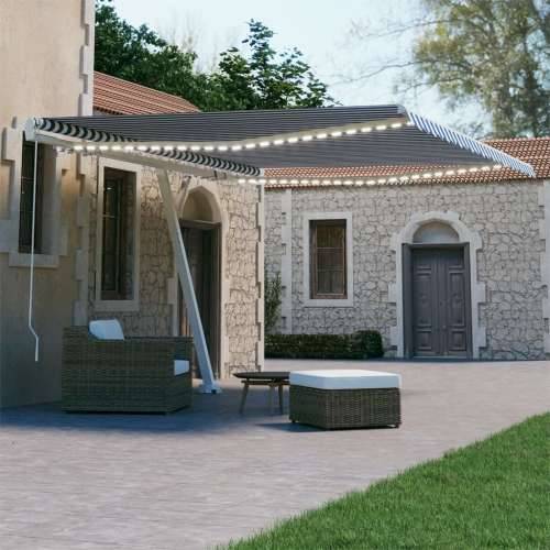 Tenda na ručno uvlačenje s LED svjetlom 400x300 cm plavo-bijela Cijena