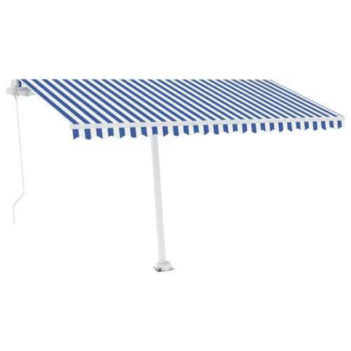 Tenda na ručno uvlačenje s LED svjetlom 400x300 cm plavo-bijela Cijena