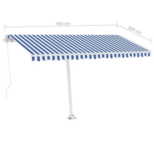 Tenda na ručno uvlačenje s LED svjetlom 400x300 cm plavo-bijela - Plava i bijela 400 x 300 cm 1 Cijena
