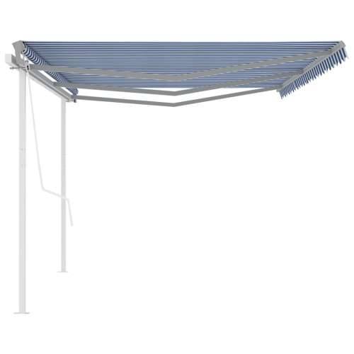Automatska tenda na uvlačenje sa stupovima 6 x 3 m plavo-bijela Cijena