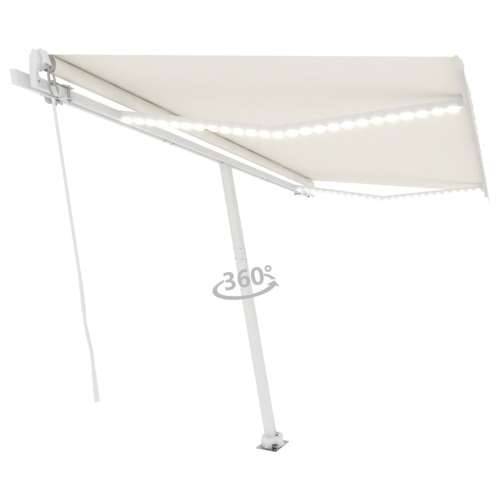 Tenda na ručno uvlačenje s LED svjetlom 450 x 300 cm krem - Krema 450 x 300 cm 1 Cijena