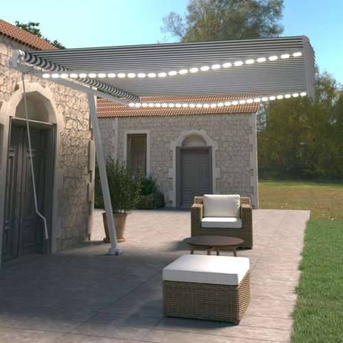 Tenda na ručno uvlačenje s LED svjetlom 400x350 cm plavo-bijela - Plava i bijela 400 x 350 cm 1 Cijena