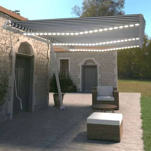 Tenda na ručno uvlačenje s LED svjetlom 600x350 cm plavo-bijela Cijena