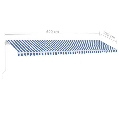 Tenda na ručno uvlačenje s LED svjetlom 600x350 cm plavo-bijela - Plava i bijela 600 x 350 cm 1 Cijena