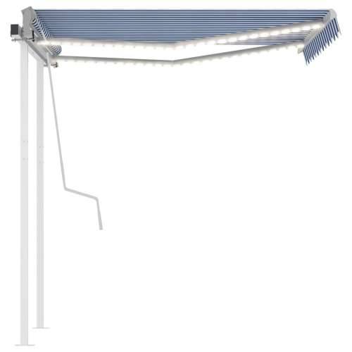 Tenda na ručno uvlačenje s LED svjetlima 3 x 2,5 m plavo-bijela - Plava i bijela 3 x 2.5 m 1 Cijena