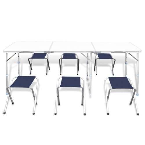 Sklopivi set stola za kampiranje i 6 stolaca podesiva visina 180x60 cm Cijena
