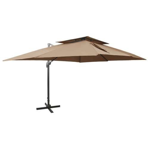 Konzolni vrtni suncobran s duplim vrhom 400 x 300 cm smeđesivi - Sivo-smeđa 300 x 400 cm 1 Cijena