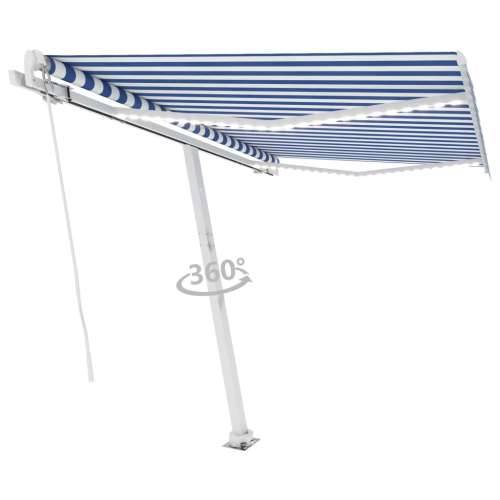 Tenda na ručno uvlačenje LED 350 x 250 cm plavo-bijela - Plava i bijela 350 x 250 cm 1 Cijena